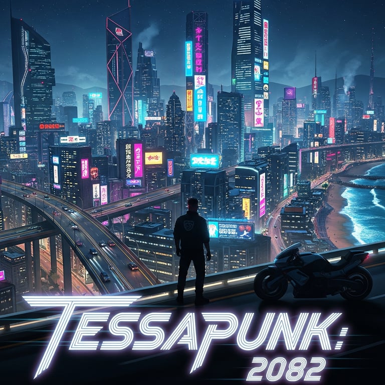 Cover art for Tessapunk: 2082, a cyberpunk scenario on AI Dungeon