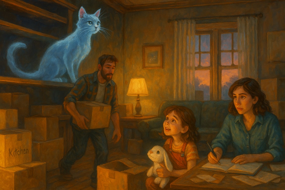 Cover art for "Whiskers in the Walls", a ghost cat scenario on AI Dungeon