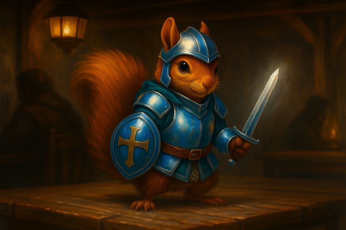 Cover art for The Newbie Adventurer and The Holy Rodent, a fantasy scenario on AI Dungeon