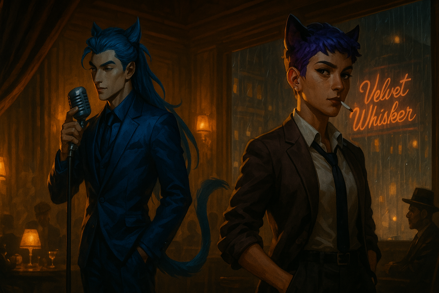 Cover art for The Velvet Whisker Lounge, a noir scenario on AI Dungeon