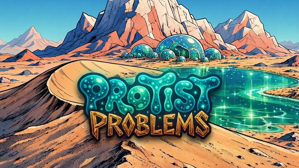 Cover art for Protist Problems, a microworld scenario on AI Dungeon