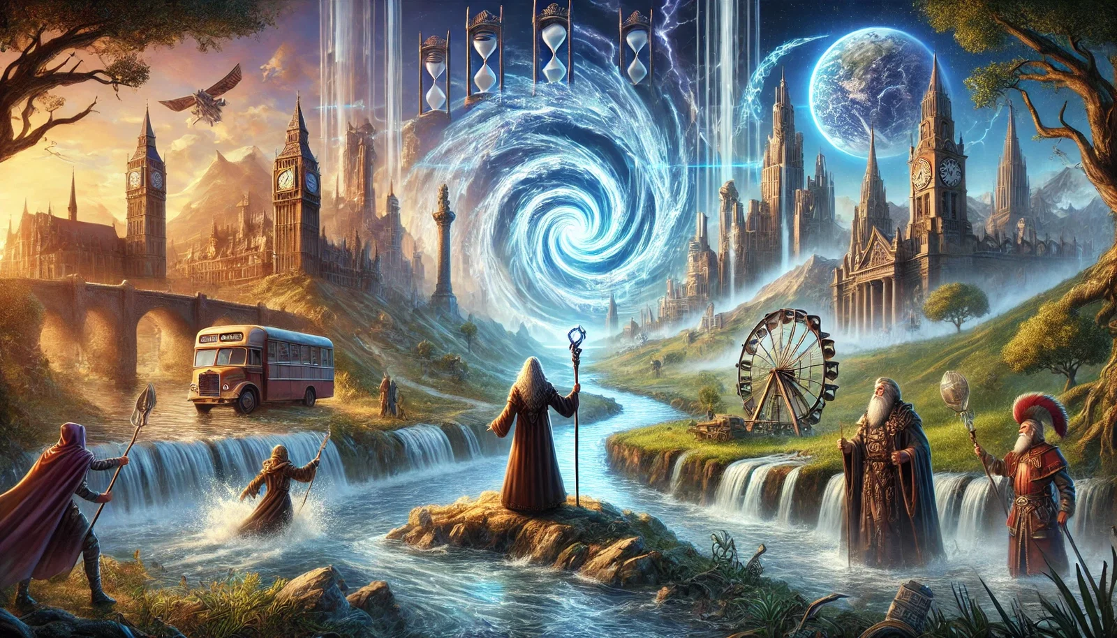 Cover art for The River of Time, a time travel scenario on AI Dungeon