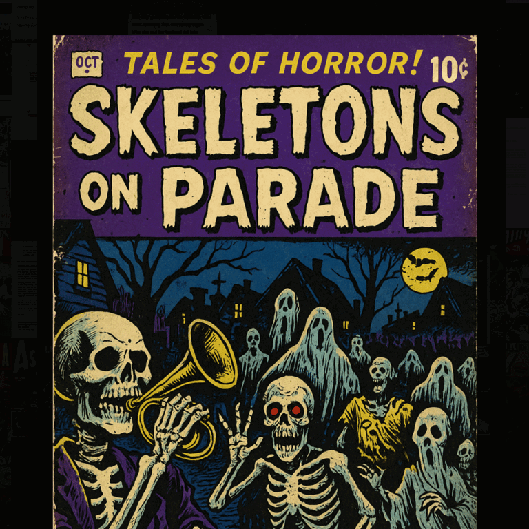 Cover art for Skeletons On Parade , a halludoween scenario on AI Dungeon