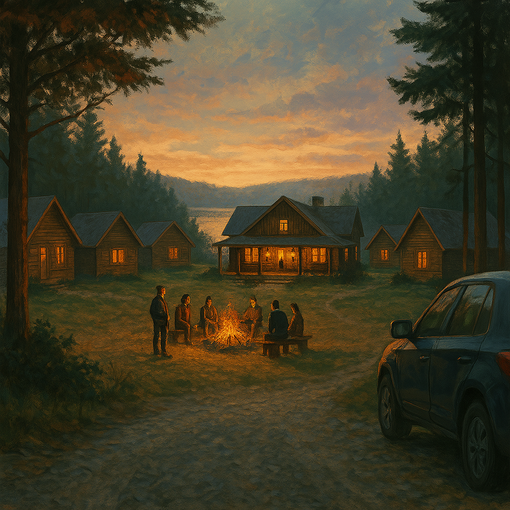 Cover art for 9 Cabins in the Woods, a cabin scenario on AI Dungeon