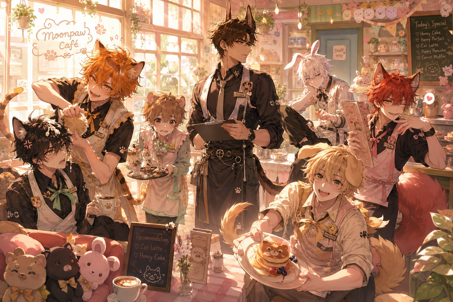 Cover art for ִֶָ𓂃 ࣪˖ ִֶָ☕་༘࿐⋆˚࿔ The Purrfait Café 𝜗𝜚˚⋆ִֶָ𓂃 ࣪˖ ִֶָ🐾་༘࿐, a catboy scenario on AI Dungeon