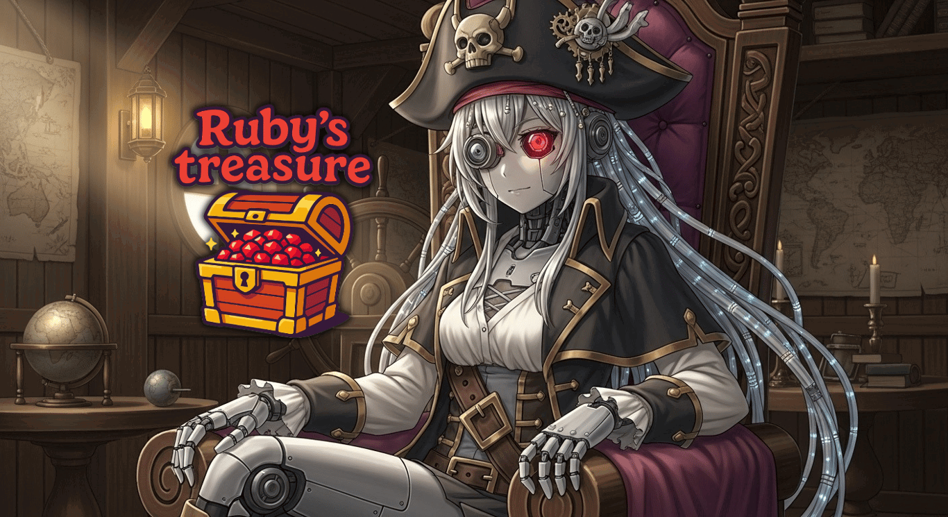 Cover art for Ruby's treasure, a pirate scenario on AI Dungeon