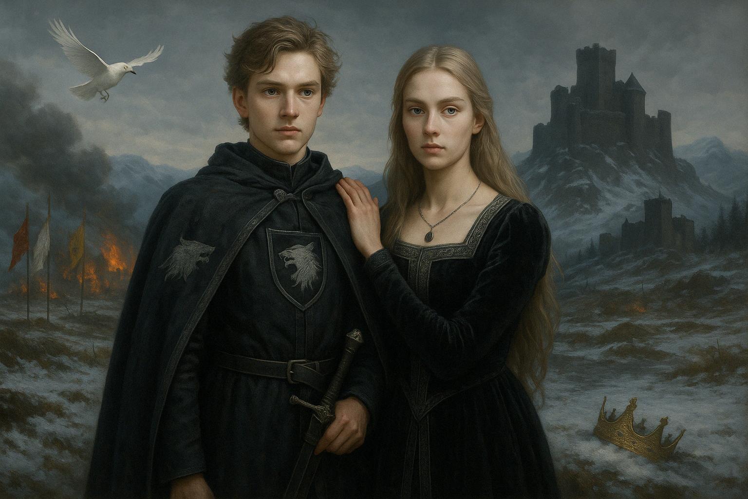 Cover art for A Crown Between Us, a medieval intrigue scenario on AI Dungeon