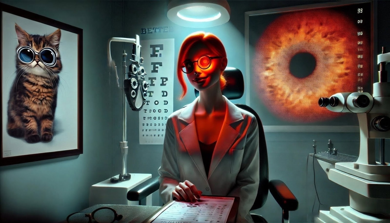 Cover art for A Perfectly Normal Eye Exam, a glasses scenario on AI Dungeon