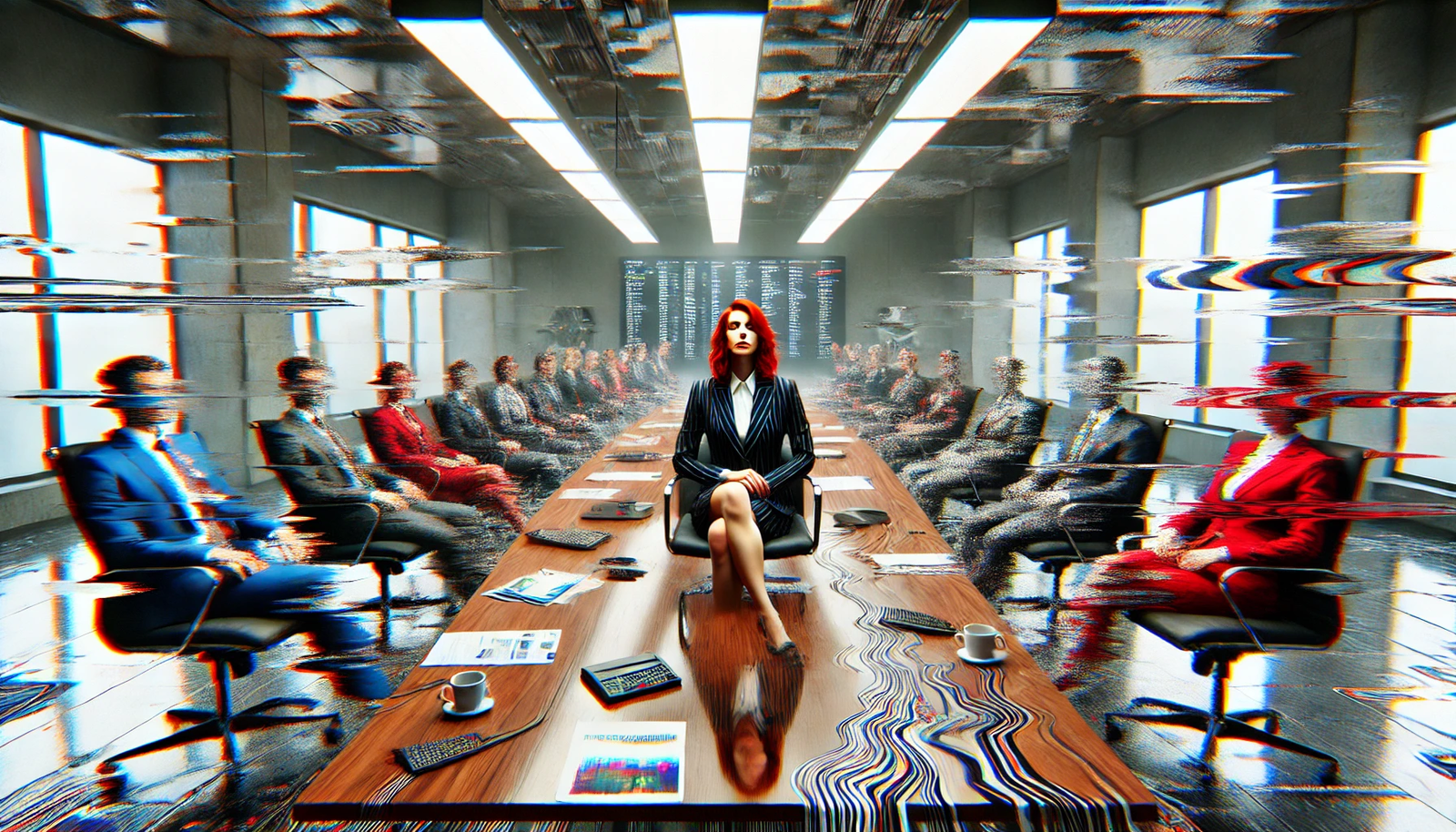 Cover art for M̸̓3é̷t͝!ńg̸ ͡AƉJØƲRN͞ΞDi, a business scenario on AI Dungeon