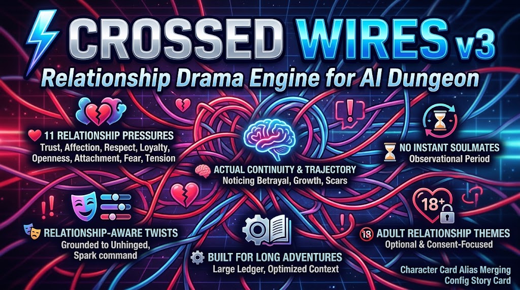 Cover art for β‘ Crossed Wires : Adaptive Relationship Engine on AI Dungeon