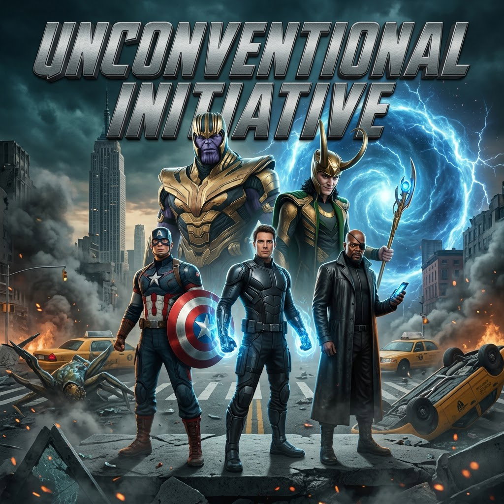 Cover art for AVENGERS: UNCONVENTIONAL INITIATIVE, an avengers scenario on AI Dungeon