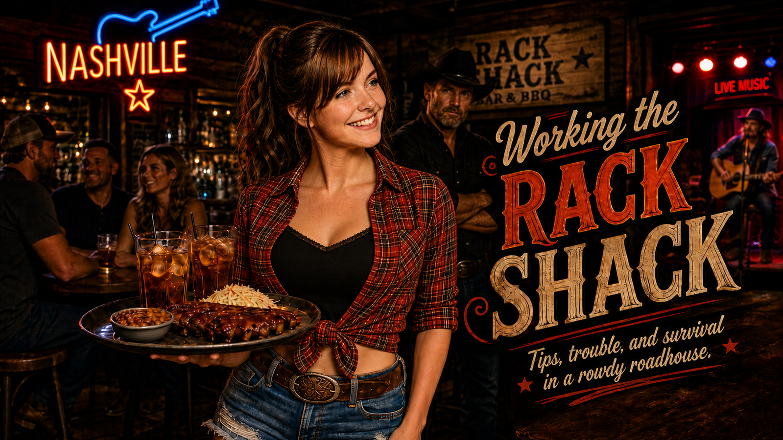 Cover art for Working the Rack Shack, a female protagonist scenario on AI Dungeon