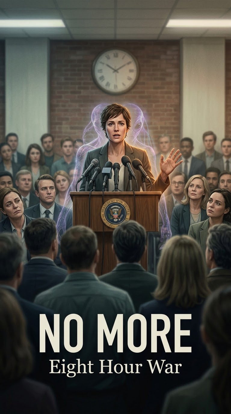 Cover art for NO MORE: Eight Hour War, a science fiction scenario on AI Dungeon