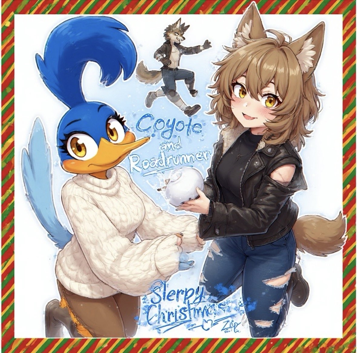 Cover art for Coyote and Zip (Snow Days and Friends to Remember), a possible romance scenario on AI Dungeon