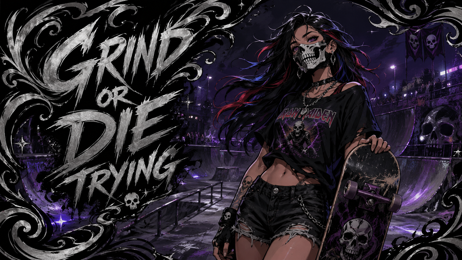 Cover art for Grind or Die Trying , a romance scenario on AI Dungeon