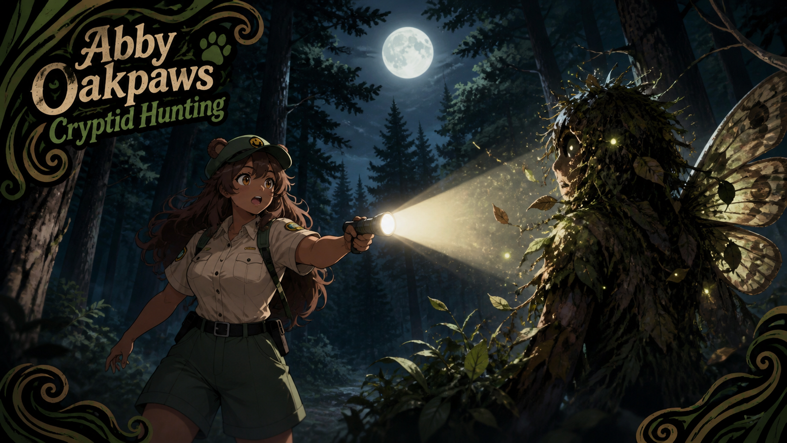 Cover art for Abby Oakpaws (Cryptid Hunting), a romance scenario on AI Dungeon