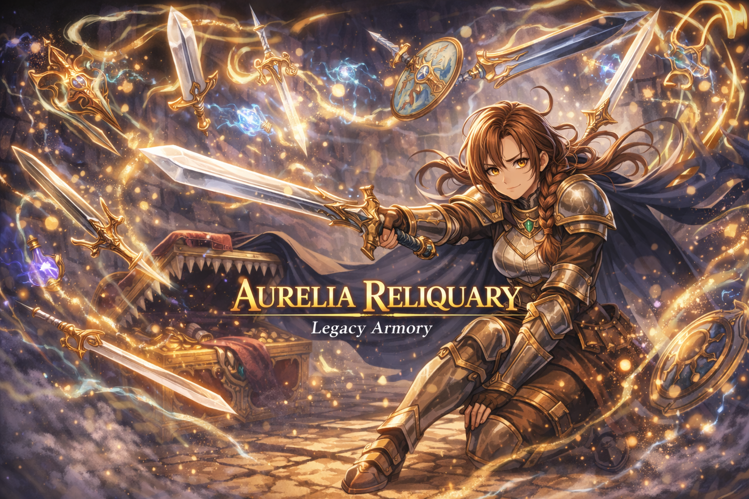 Cover art for Aurelia Reliquary (Legacy Armory), a romance scenario on AI Dungeon