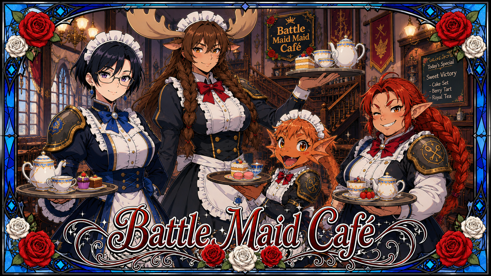 Cover art for Battle Maid Cafe, a romance scenario on AI Dungeon