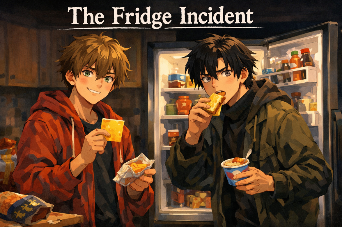 Cover art for The Fridge Incident, a comedy adventure on AI Dungeon