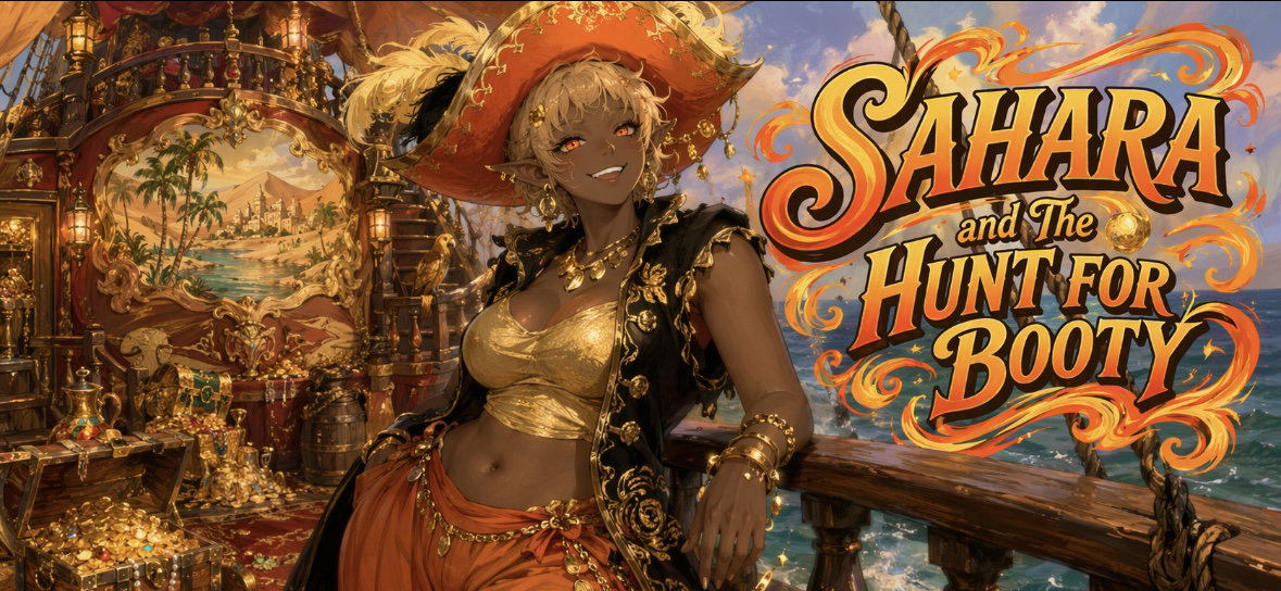 Cover art for Sahara and The Hunt for Booty, a romamce scenario on AI Dungeon