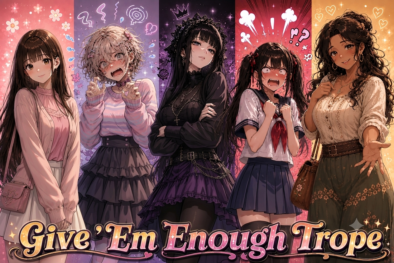 Cover art for Give 'Em Enough Trope, a satire scenario on AI Dungeon
