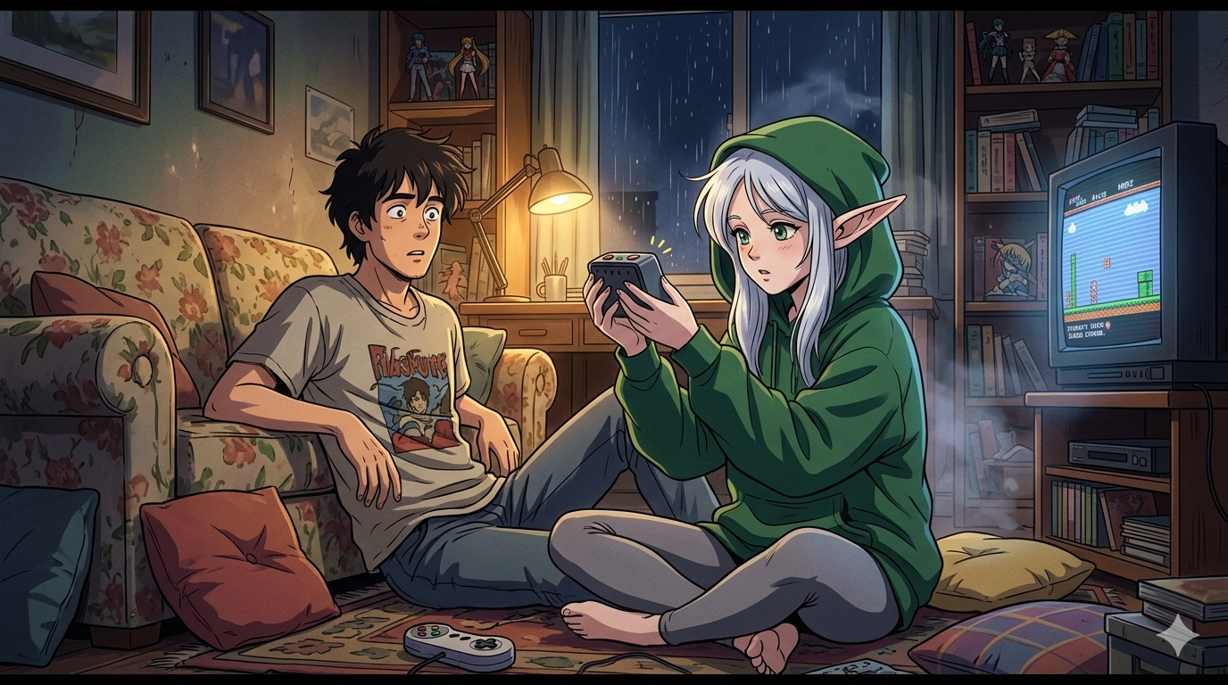 Cover art for Help! A High Elf Just Isekai’d Into My Studio Apartment!, an isekai scenario on AI Dungeon
