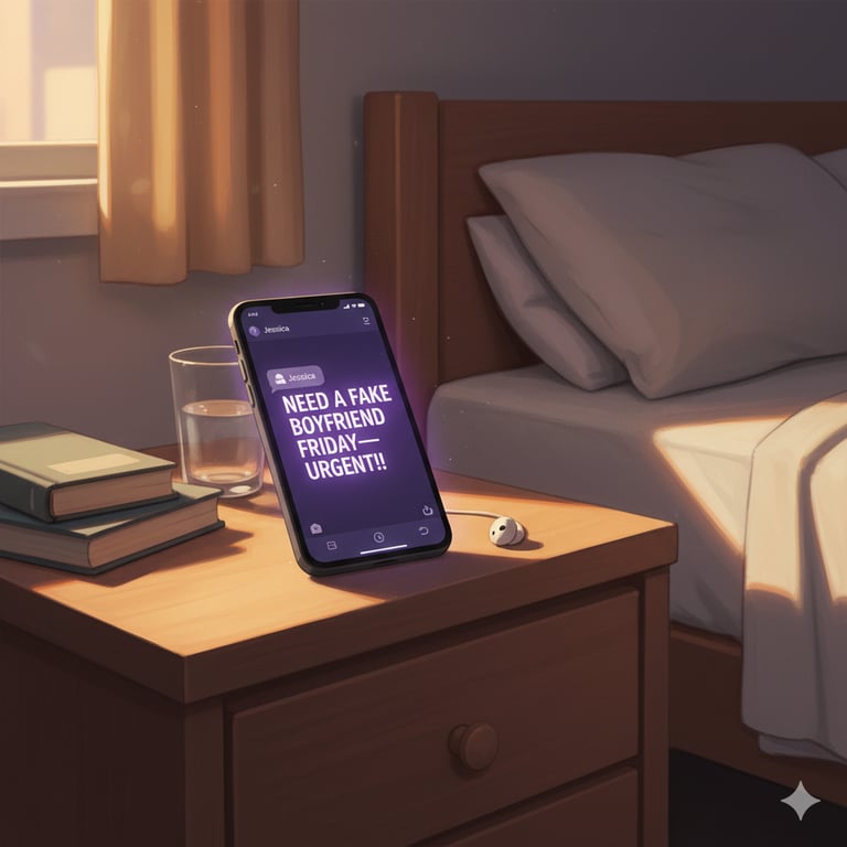 Cover art for Fake Boyfriend Inc., a college scenario on AI Dungeon
