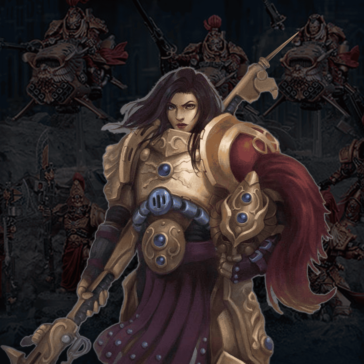Cover art for The Gilded Guardians, a warhammer scenario on AI Dungeon