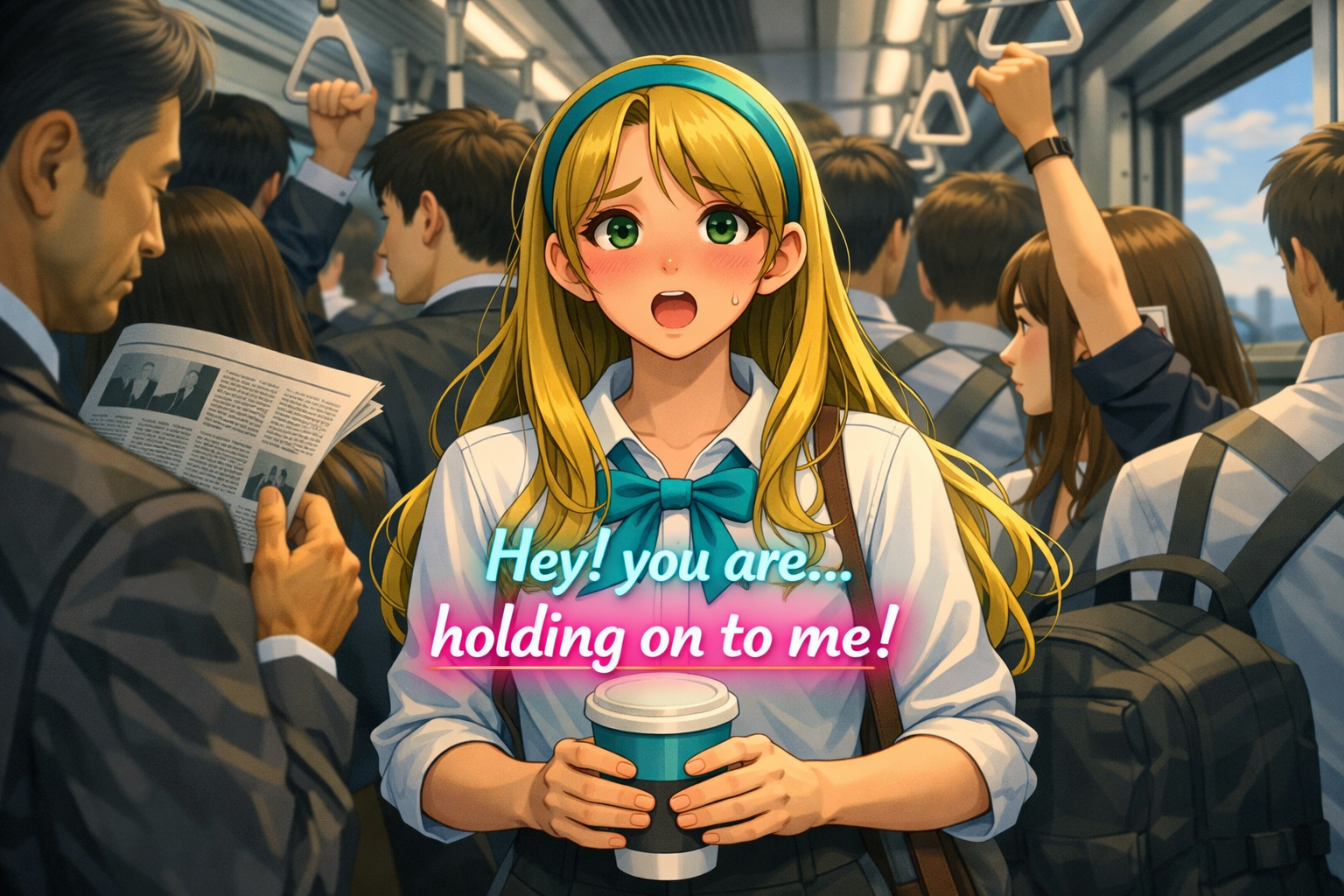 Cover art for Hey! You are holding on to me! (IS), a relationship scenario on AI Dungeon
