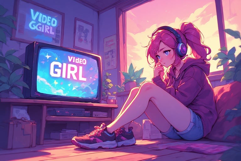 Cover art for Video Girl: the red one (v2), a video girl scenario on AI Dungeon