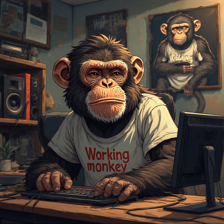 Cover art for Working Monkey (v2), a workingmonkey scenario on AI Dungeon