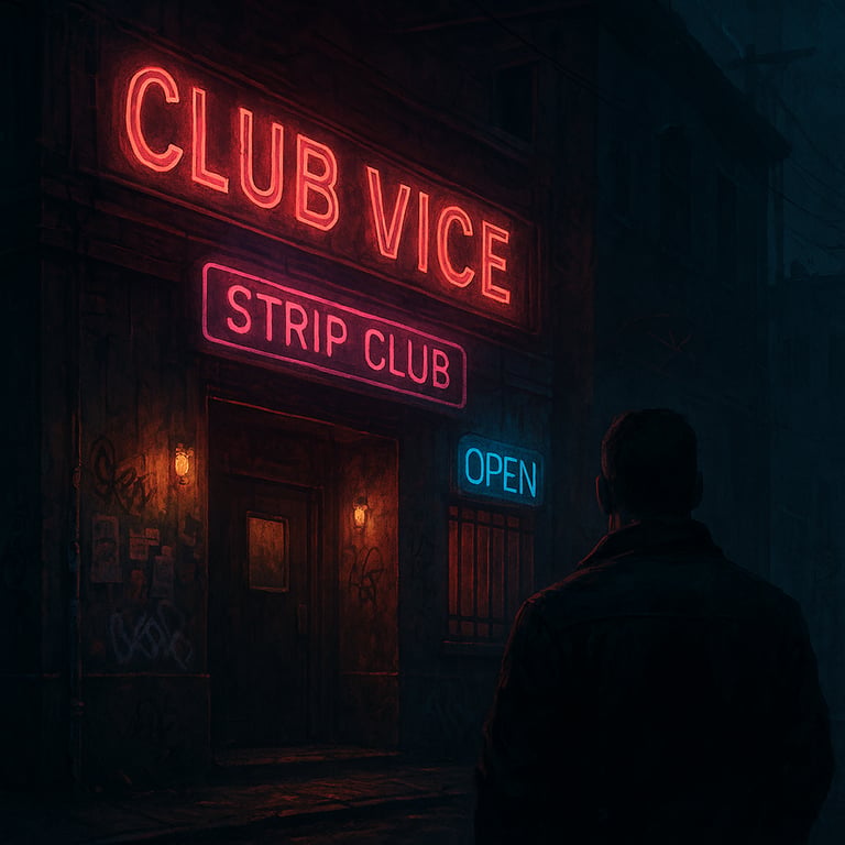 Cover art for Club Vice, a strip club scenario on AI Dungeon