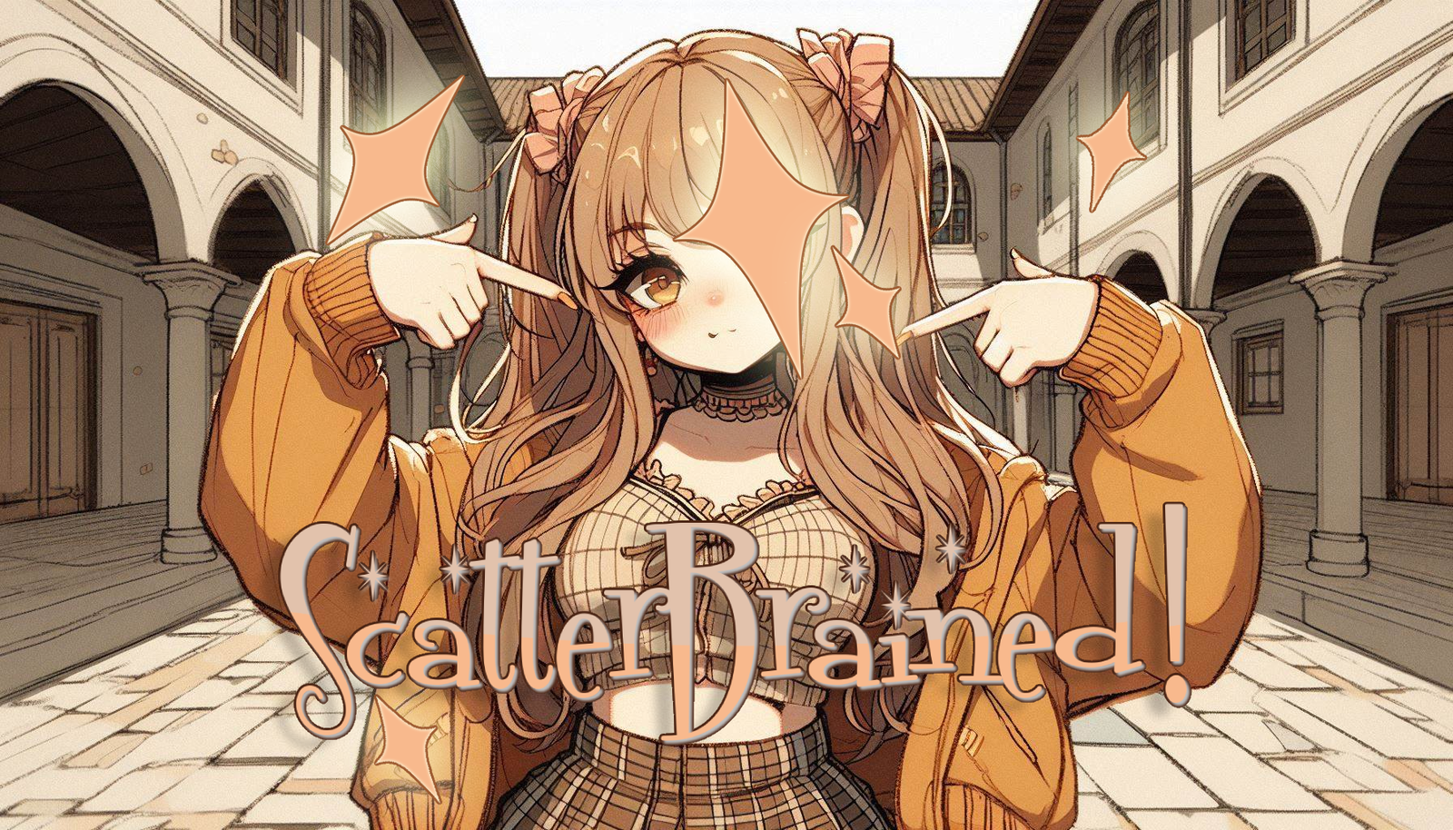 Cover art for Scatterbrained!, a comedy scenario on AI Dungeon