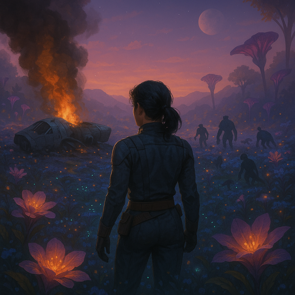 Cover art for You Fell with the Stars ( Mating season), a star wars au sci fi mystery scenario on AI Dungeon