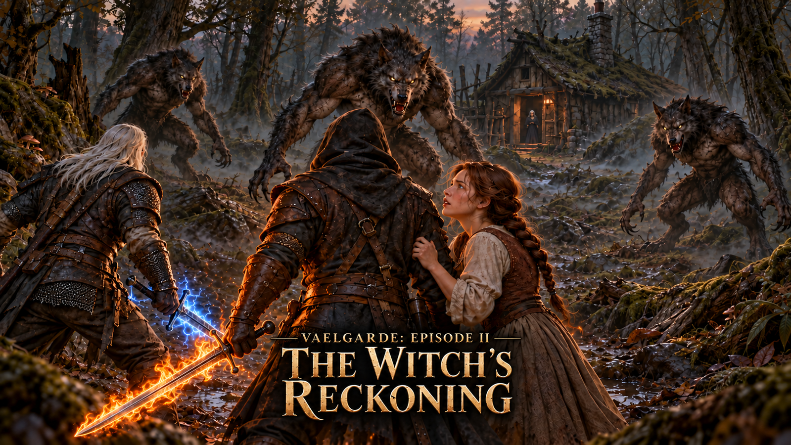Cover art for The Witch's Reckoning, a fantasy scenario on AI Dungeon