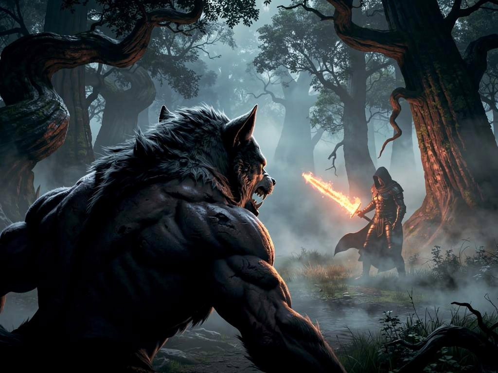 Cover art for Beast of Everwood, a monster scenario on AI Dungeon