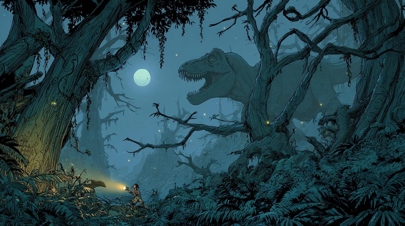 Cover art for Ashes of Isla Sorna, a survival scenario on AI Dungeon