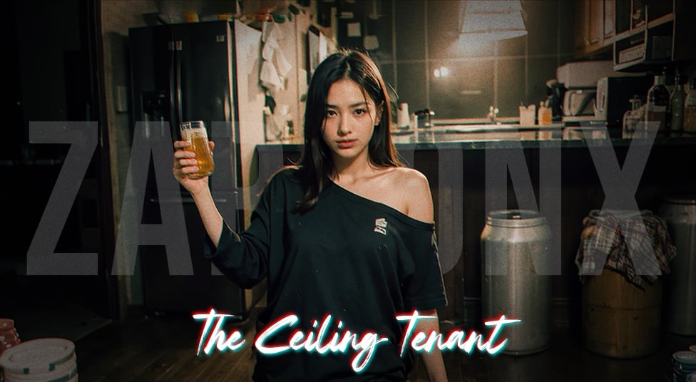 Cover art for The Ceiling Tenant 🍺, a romance scenario on AI Dungeon
