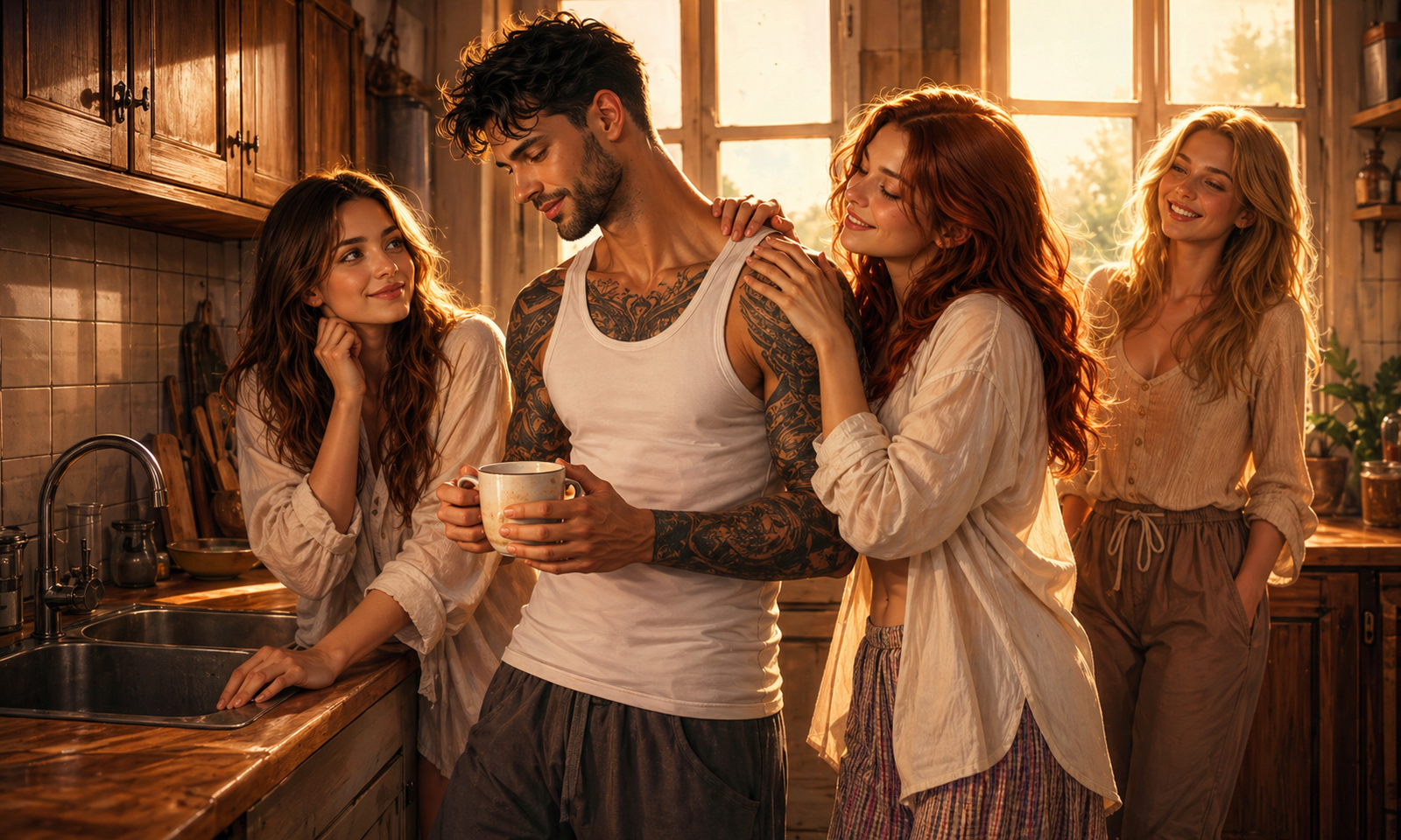 Cover art for ❤️🔥Polygamy After the Collapse🌍, a romance scenario on AI Dungeon