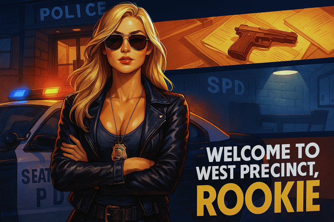 Cover art for Welcome to West Precinct, rookie , an autocards scenario on AI Dungeon