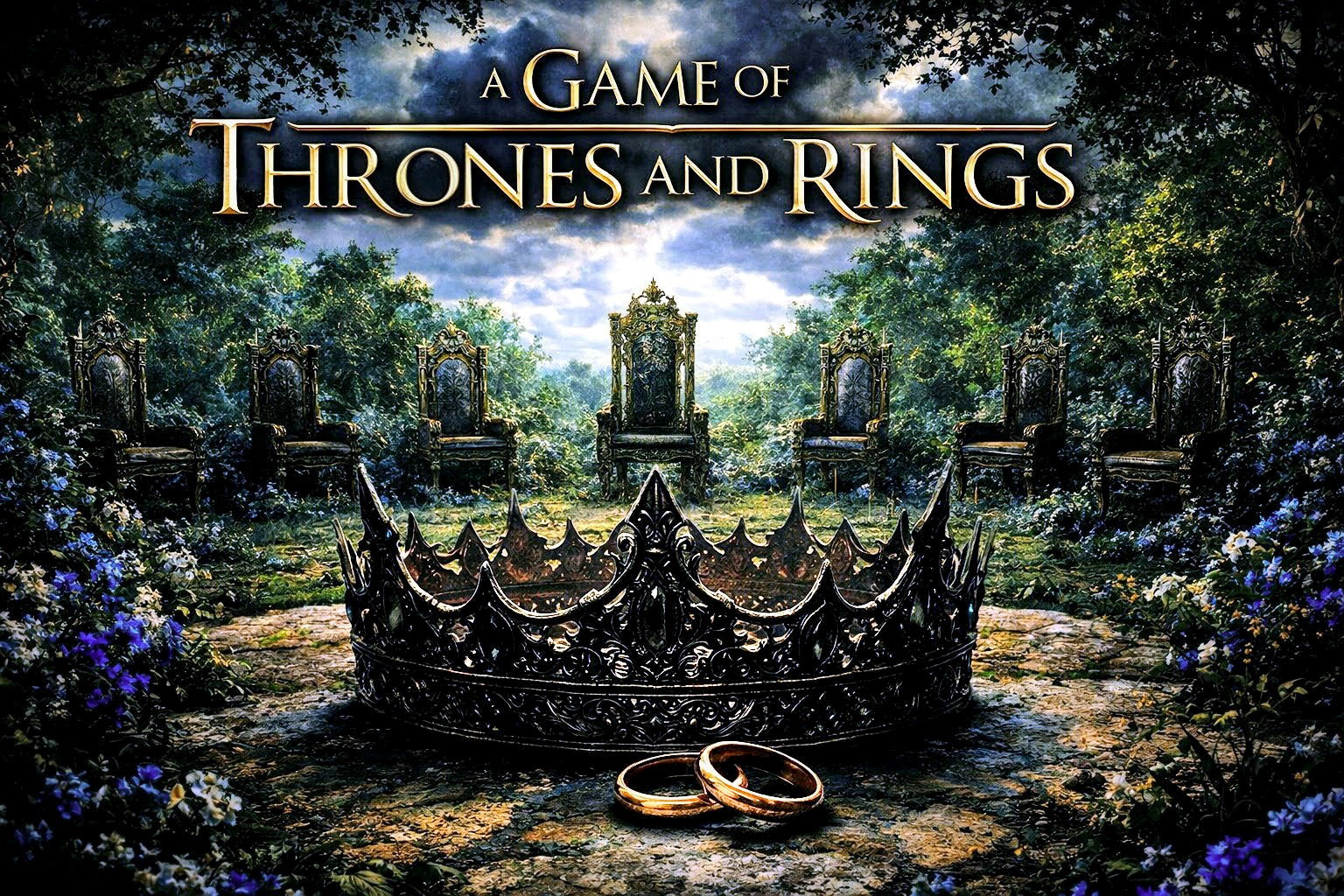 Cover art for A Game of Thrones and Rings , an empire scenario on AI Dungeon