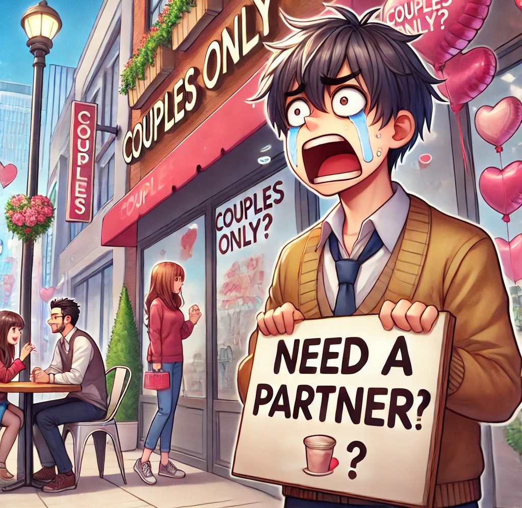 Cover art for Single in a world of couples., a single life struggles scenario on AI Dungeon
