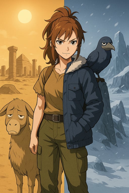 Cover art for Split Horizon: Desert or Arctic, a desert scenario on AI Dungeon