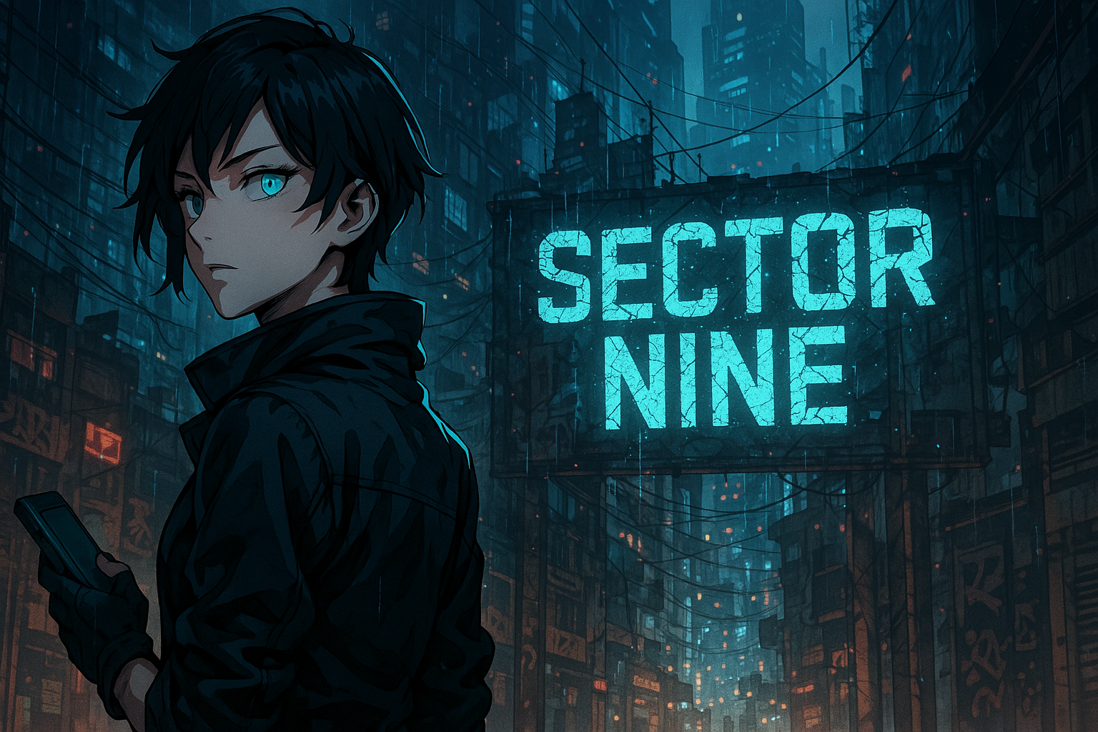 Cover art for Sector 9: Freelancers, a cyberpunk scenario on AI Dungeon