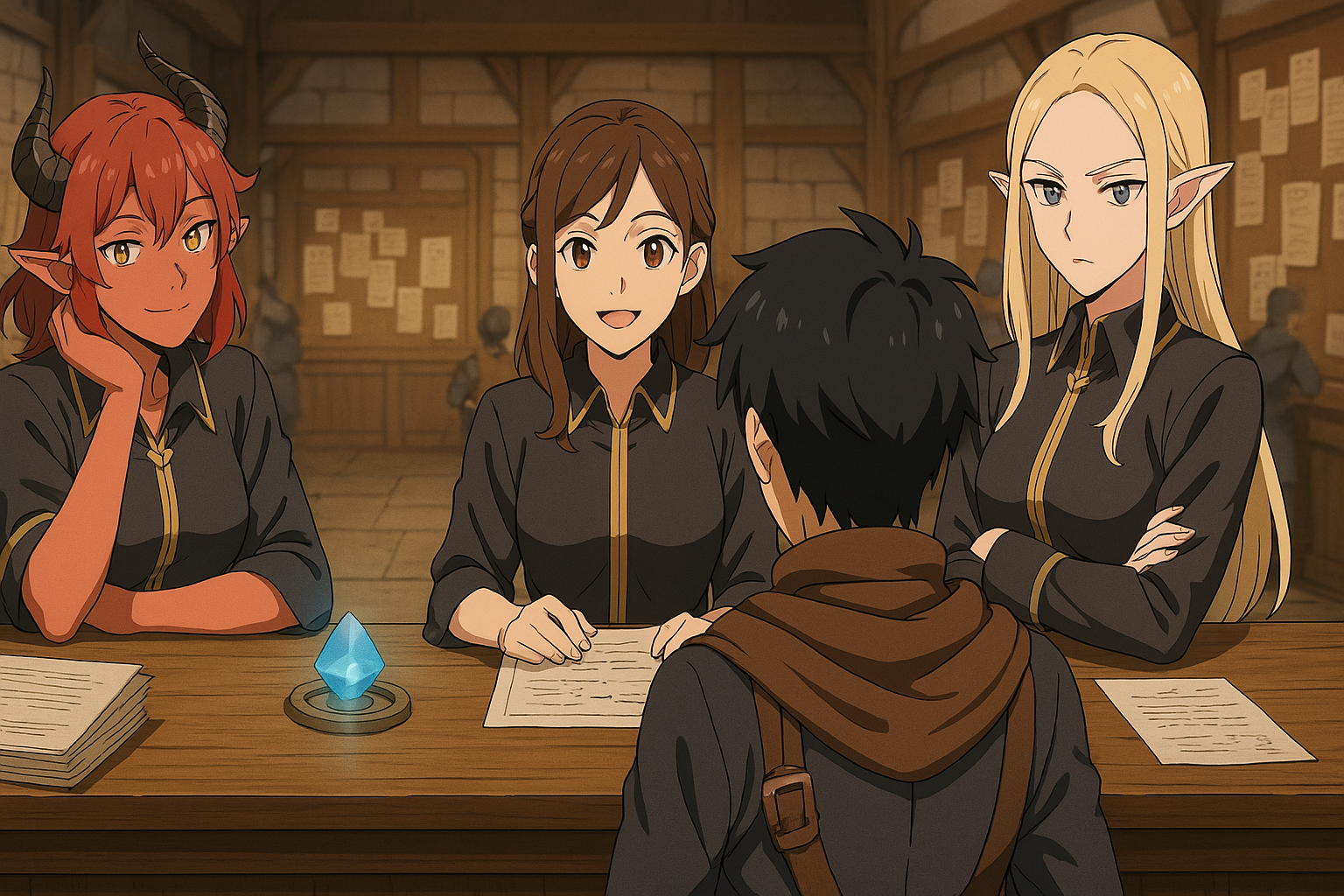 Cover art for Adventurers’ Guild: Receptionist Edition, a fantasy scenario on AI Dungeon