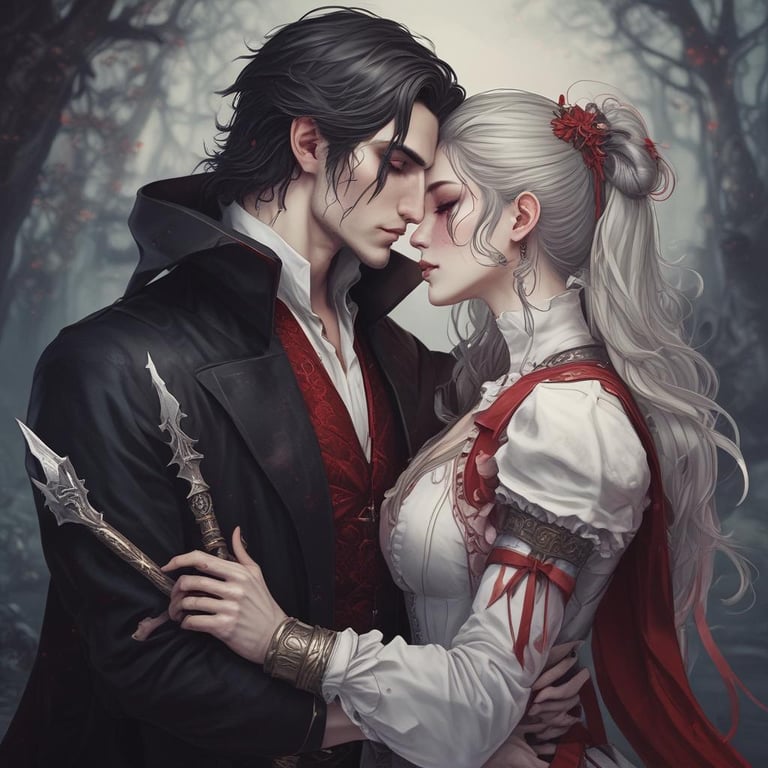 Cover art for The vampire prince and the hunter, a vampire scenario on AI Dungeon