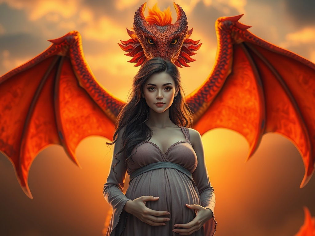 Cover art for Accidentally Pregnant Through a Dragon, a romance scenario on AI Dungeon