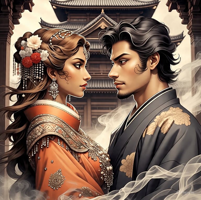 Cover art for Ashes of Silk and Steel, a slow burn scenario on AI Dungeon