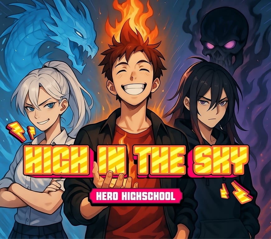Cover art for High In The Sky (Hero Highschool), a drama scenario on AI Dungeon