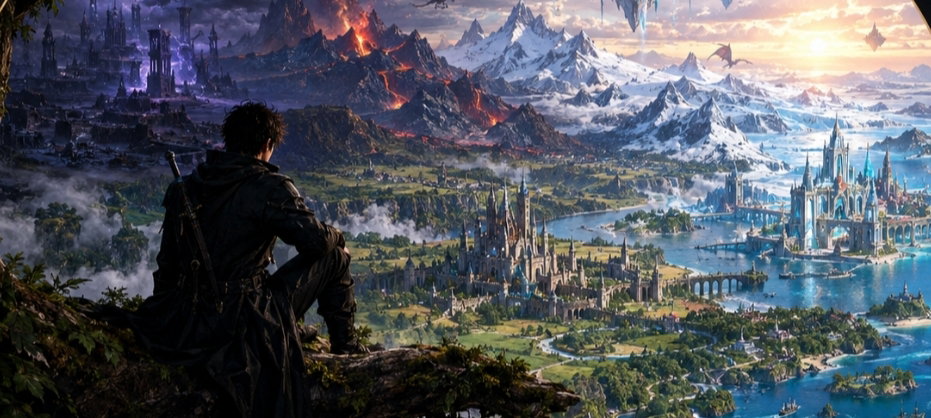 Cover art for ASTERIA THE WORLD OF SEVEN HORIZONS, a fantasy world on Voyage
